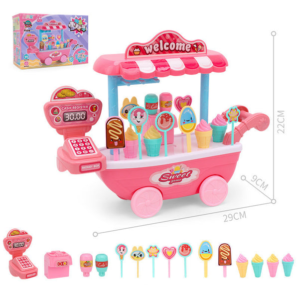 Girl Supermarket Simulation Kitchen Ice Cream Dessert Trolley