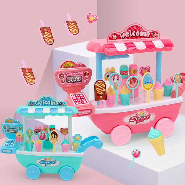 Girl Supermarket Simulation Kitchen Ice Cream Dessert Trolley