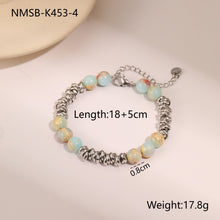 Retro Design Natural Stone Stainless Steel Bracelet Plated With Real Gold Special-interest