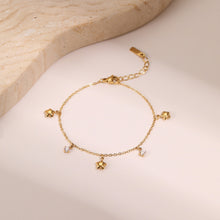 Ins Titanium Steel Bracelet 18K Gold Plating Zircon Star Pendant Exquisite